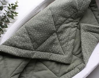 Quilted Baby Blanket Baby Quilt Muslin Baby Blanket Olive Baby Quilt Neutral Baby Quilt Toddler Quilt Baby Boy Blanket Baby Muslin Quilt