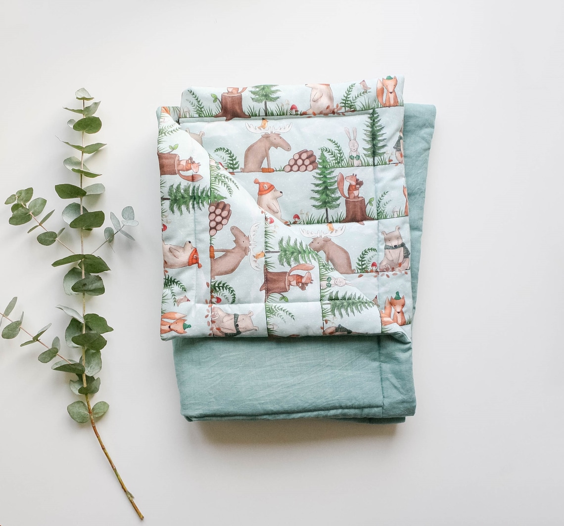 Linen Baby Blanket Mint Baby Blanket Gender Neutral Baby Etsy
