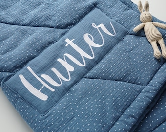 Personalized baby quilt Muslin baby blanket Custom toddler quilt Cotton quilt Receiving blanket Heirloom quilt Toddler blanket with name