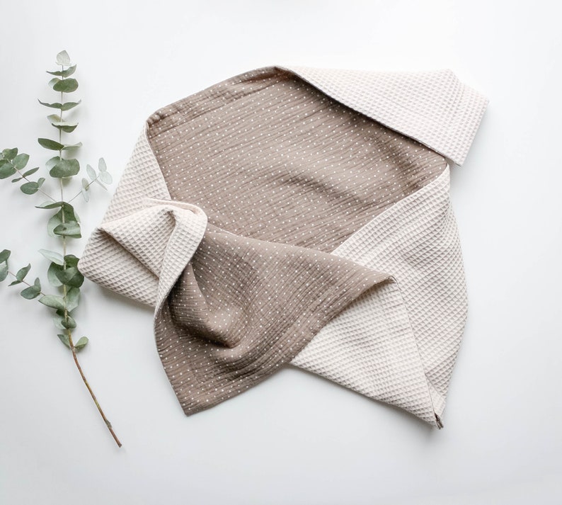 Muslin Baby Blanket Waffle Baby Blanket Beige Baby Blanket Etsy