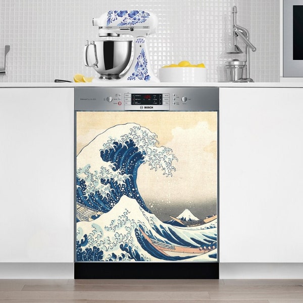 Kuragawa Wave Japanese Printed Art GIANT Magnet for Standard Size Dishwasher, Washing Machine & More!
