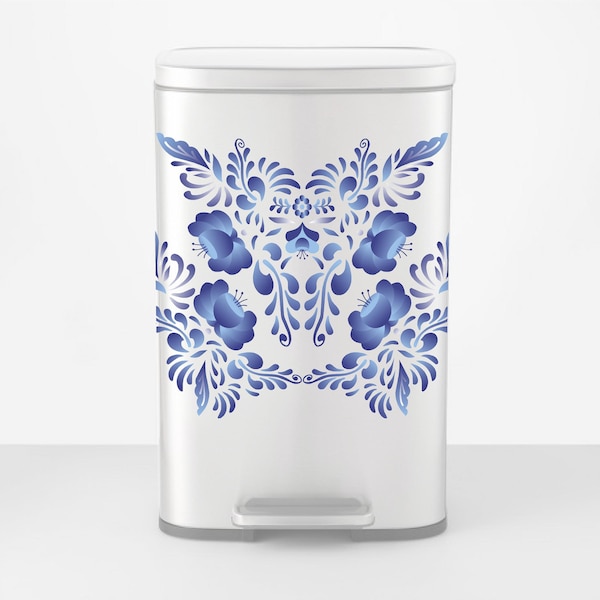 Russian Folk Art Large Vinyl Decal For Most 8 Gallon Trash Cans and Larger