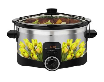 Cute Yellow Tulip Bush Decal Set for All Slow Cooker Pots
