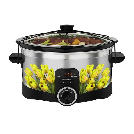 Cute Yellow Tulip Bush Decal Set for All Slow Cooker Pots 