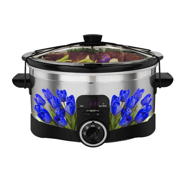 Cute Blue Tulip Bush Decal Set for All Slow Cooker Pots