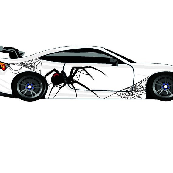 Black widow Spider and Web Professional Quality 3m UV Laminated Car Wrap Vinyl Sticker Decal 2 Piece Mirrored Set Etsy