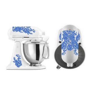 Deep Blue Heritage Flower Blossoms Decal Set for Large Stand Mixers