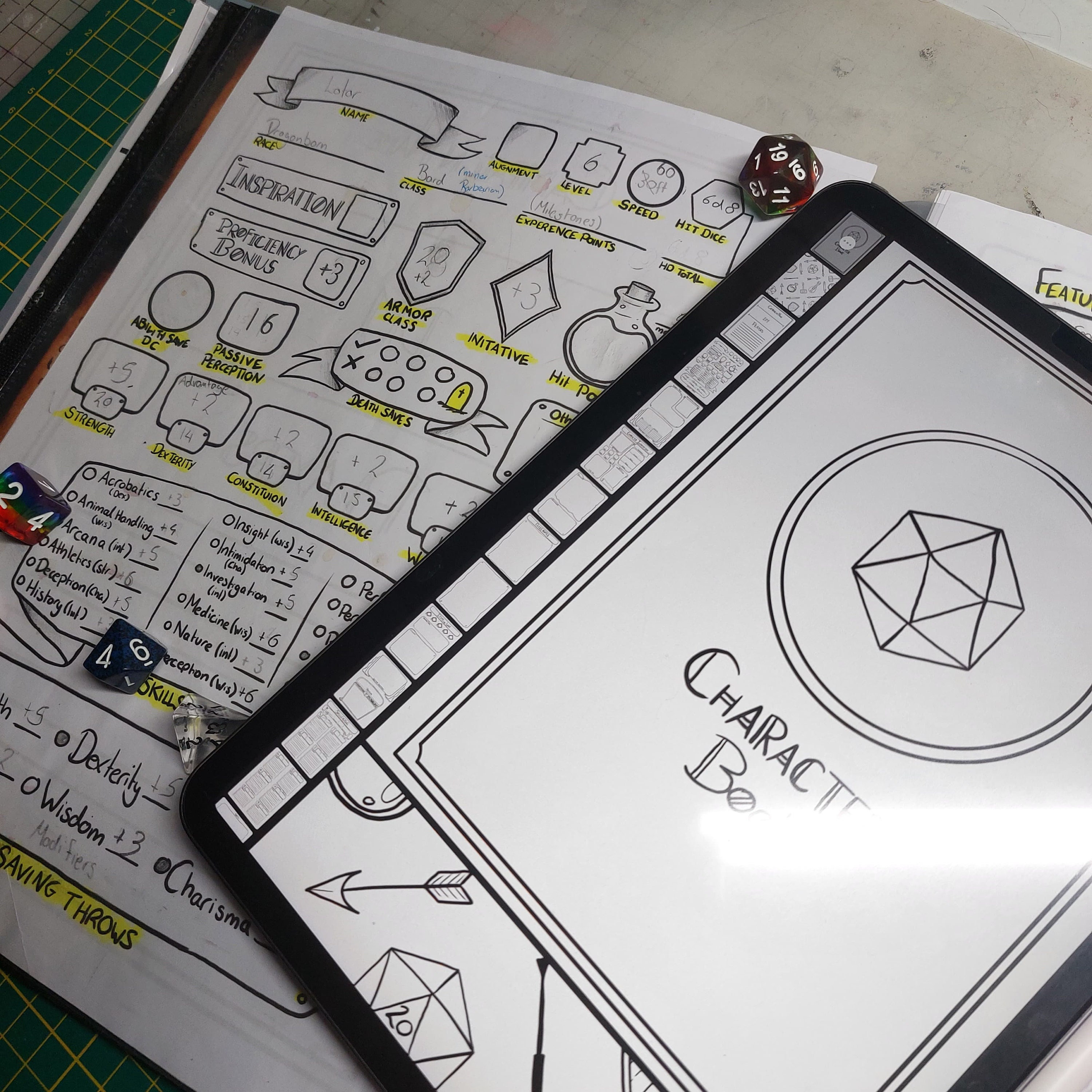 Diário de personagens DnD (5E) - para impressão