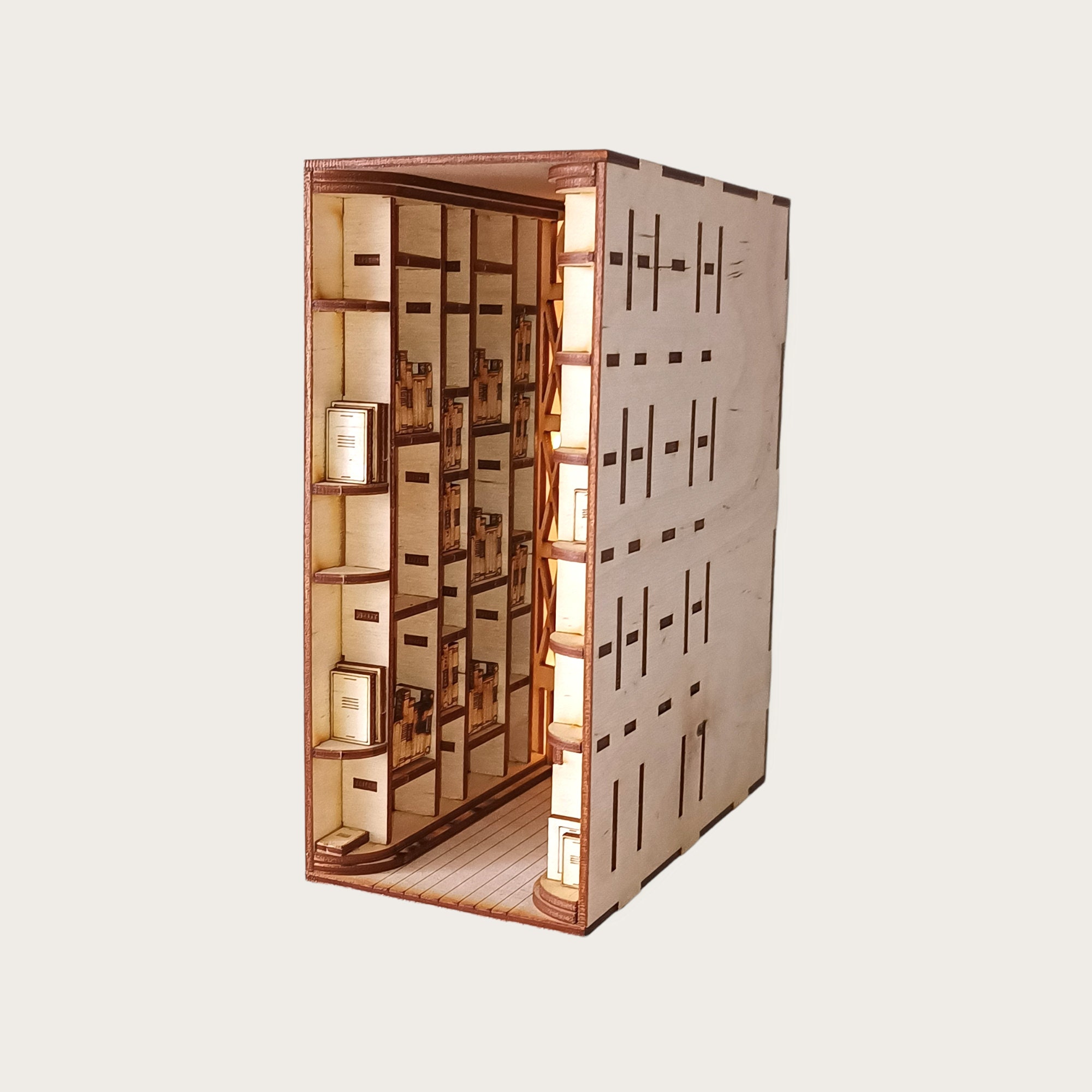 Library book nook 3d model kit diy arts and crafts etsy