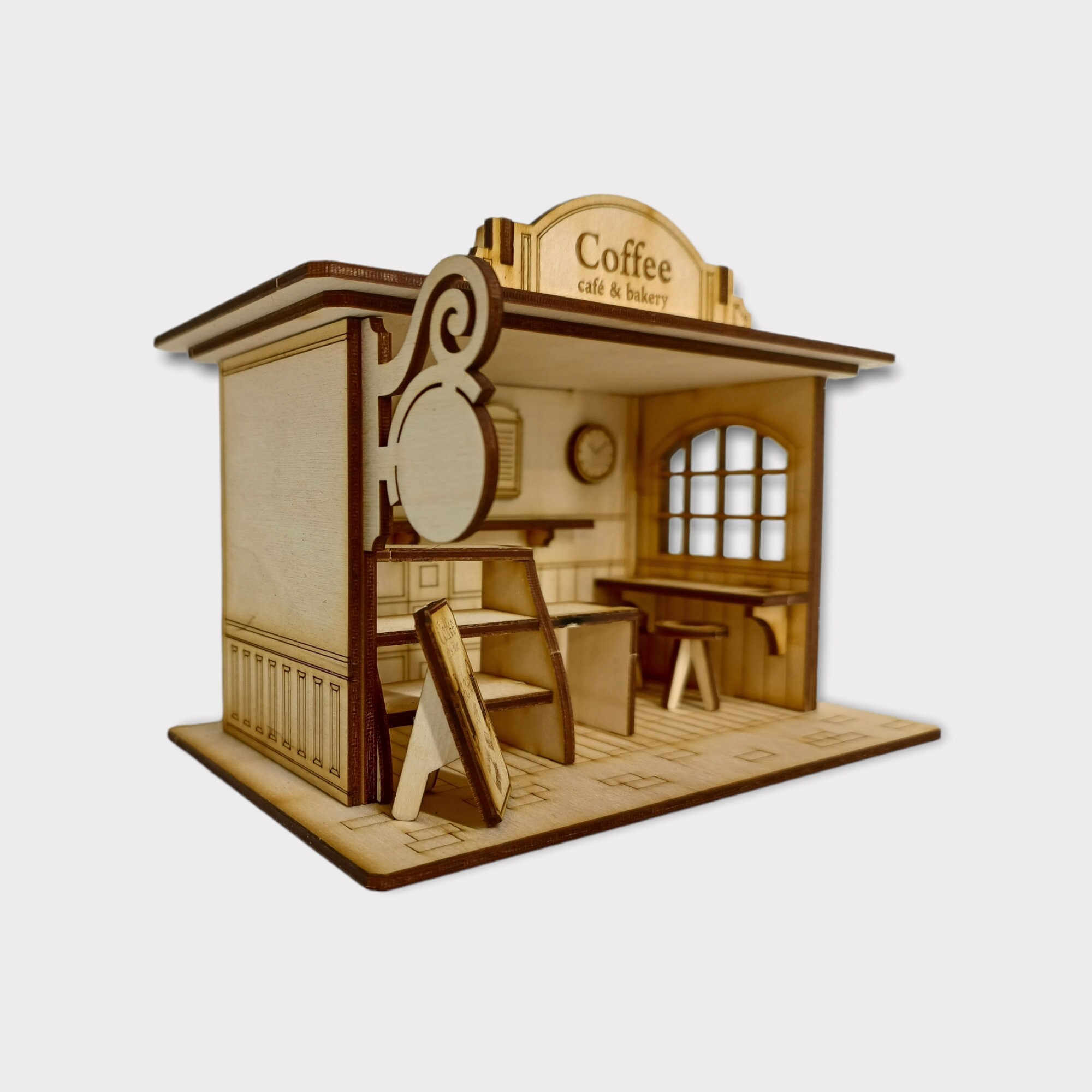 Coffee Shop Small Model Kit DIY Hobby 3D Puzzle Kitchen Decor Etsy