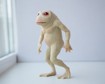Loveland Frogman, Cryptid Mythical Creature from Ohio State, Handmade Art Doll Sculpture