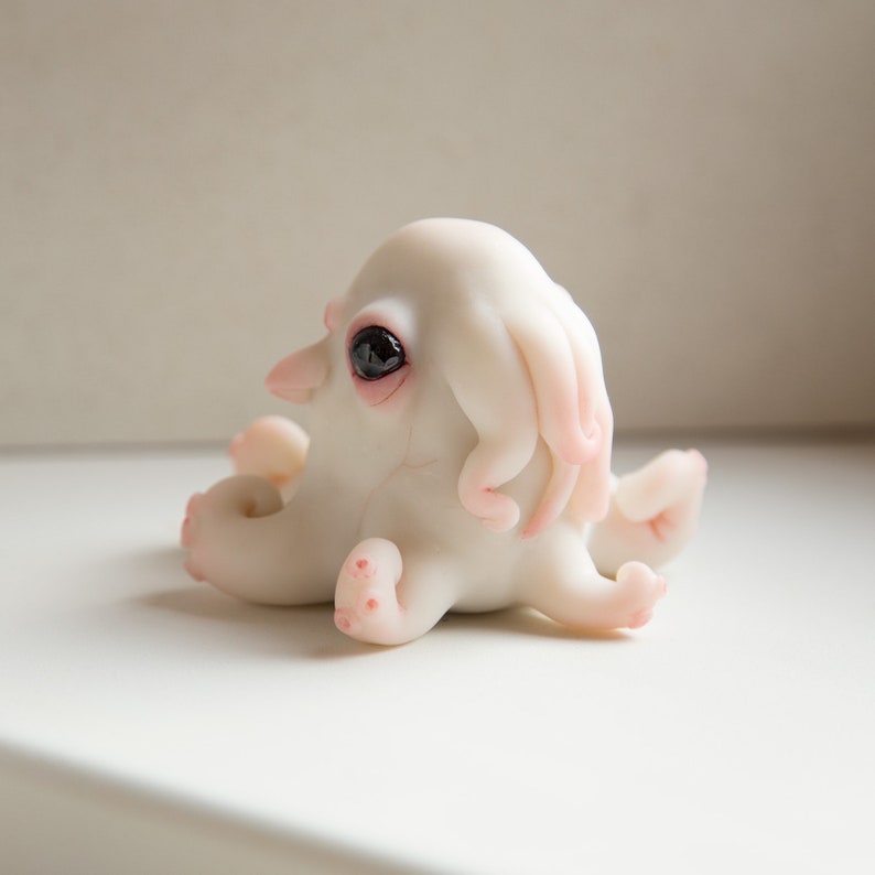 OOAK octopus baby doll, baby cthulhu anime figurine, kraken cthulhu miniature creature art doll, weird art sculpture octopus animal doll image 1