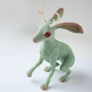 Jackalope - well known Wyoming cryptid creature, Wyoming jackalope rabbit lovers handmade doll gift, weird stuff cryptid creature gift,