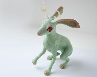 Jackalope - well known Wyoming cryptid creature, Wyoming jackalope rabbit lovers handmade doll gift, weird stuff cryptid creature gift,