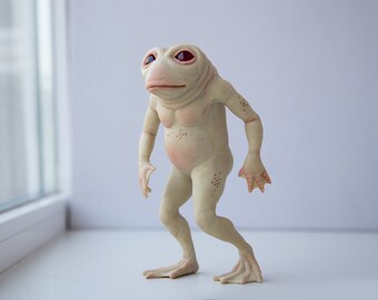 Loveland Frogman, Cryptid Mythical Creature from Ohio State, Handmade Art Doll Sculpture