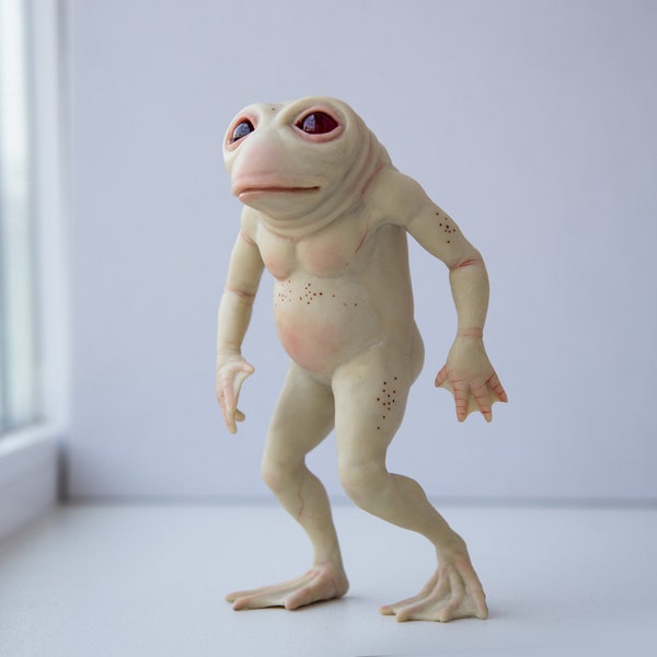 Loveland Frogman from State of Ohio, weird sculpture cryptid miniature mythical creatures, ohio state cryptid gift art doll cryptid creature