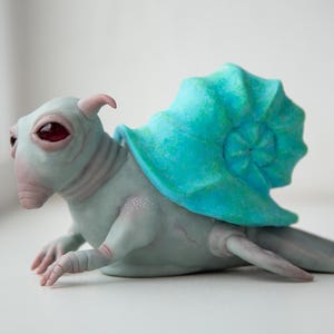 Unique Baby Alien Hermit Crab Miniature: OOAK Sci-Fi Creature Art Doll with Snail Shell