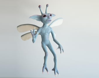 Handmade Cornish Fairy Sculpture: Polymer Clay Pixie Art Doll