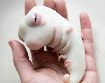 OOAK Weird Baby Alien Embryo Sculpture: Polymer Clay Figurine