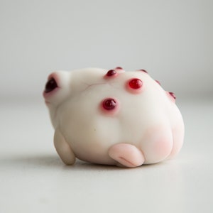 Cute art toy rain frog with albino eyes, pop art sculpture of toad, crazy froag - toad ooak statue, inspired by american toad and rain frog