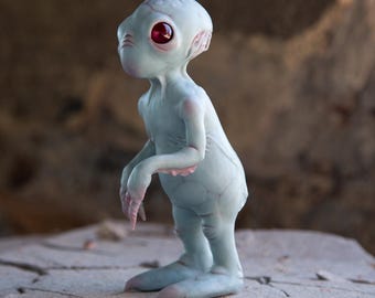Grey Baby Humanoid Art Doll Creature, Extraterrestrial Fantastic Planet Alien