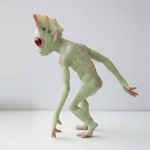 Hopkinsville Goblin Miniature: Creepy Cute Kentucky Cryptid Doll - Weird Green Creature Sculpture