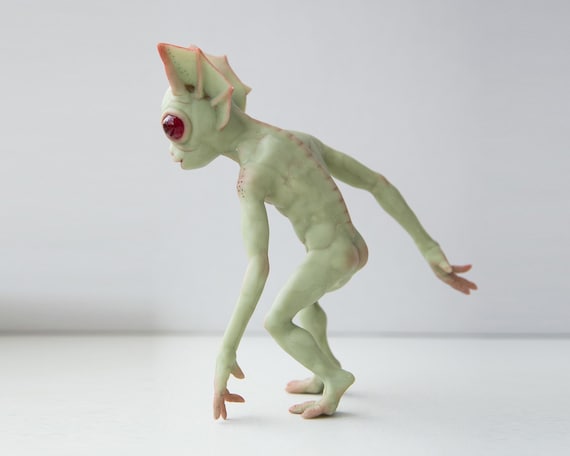 Hopkinsville Goblin of Kentucky, Mythical Green Alien Humanoid Art
