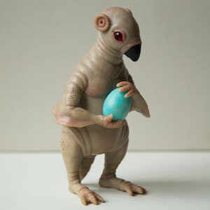 Creepy Penguin-Alien Doll Sculpture: OOAK Fantasy Art Figurine