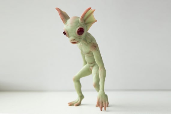 Hopkinsville Goblin of Kentucky, Mythical Green Alien Humanoid Art