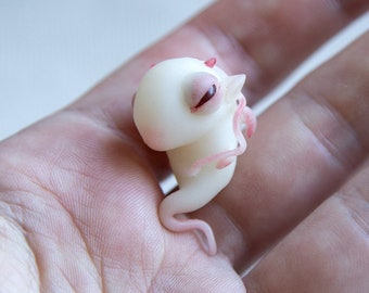 Polymer Clay Baby Dragon Embryo Sculpture - Fantasy Monster Spawn Fetus Figurine - Creepy Weird Art