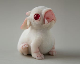 OOAK Baby Alien Doggy Art Doll, Weird Fantasy Pet Polymer Clay Sculpture