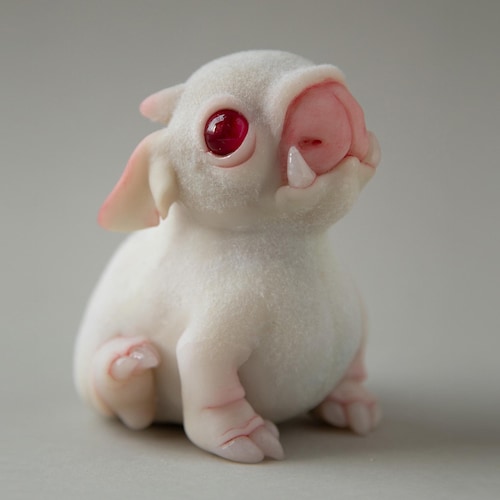 OOAK Baby Alien Doggy Art Doll, Weird Fantasy Pet Polymer Clay Sculpture