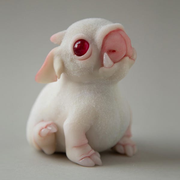 OOAK Baby Alien Doggy Art Doll, Weird Fantasy Pet Polymer Clay Sculpture