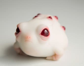 Albino Frog Figurine: Weird Anime Style Art Doll