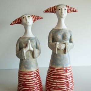 OOAK Ceramic Nun Sculpture: Whimsical Pottery Art, Hope and Humility