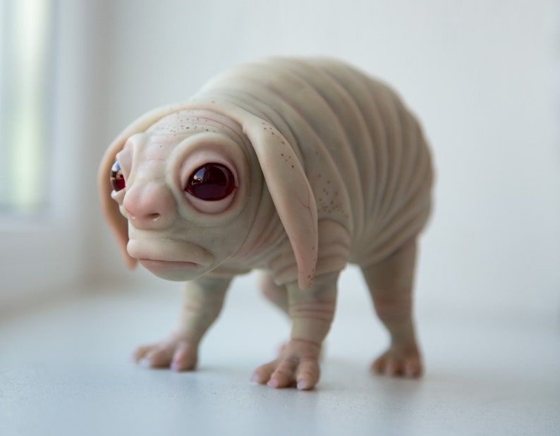 Squonk of Pennsylvania, creepy cute weird and sad PA cryptid creature, weird sculpture cryptid miniature, sad emote art doll creature gifts image 1