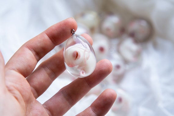 Polymer Clay Baby Alien Embryo Tadpole Necklace by Cocoontoy