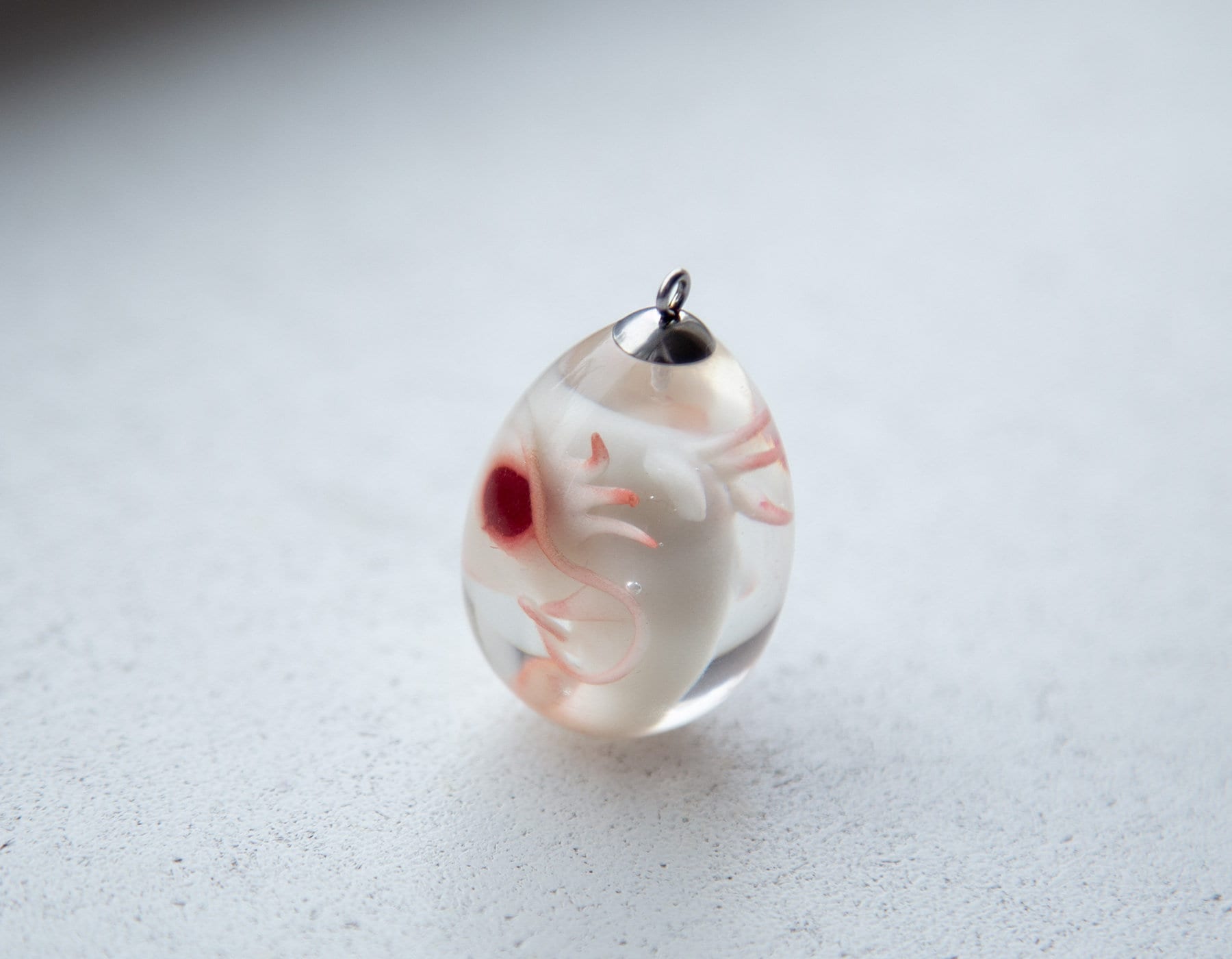 OOAK Weird Axolotl in Creepy Cute Handmade Pendant. Fantasy