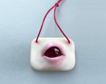 Red evil eye hanging wall decor, affordable gift from ukranian artist,  all seeing eye