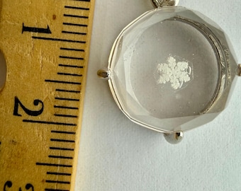 Preserved Snowflake Pendant Necklace, Sterling Silver Nature Jewelry, Real Snow Crystal