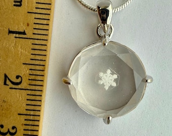 Real Snowflake Pendant Necklace, Sterling Silver Nature Jewelry, Preserved Crystal Gift