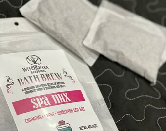 Bath Brew - Spa Mix - Herbal Bath Tea - Pink Sea Salt - Epsom Salt