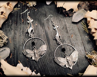 Magical Tarot Moth Earrings // Wicca, Witch, Witch Earrings, Witch Jewelry, Gothic Earrings, Magic, Sorcery, Esotericism, Occultism