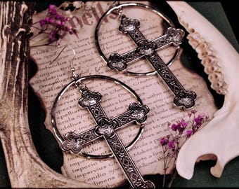 Große Kreuz Ohrringe // Kruzifix Ohrringe, Gotik Ohrringe, Gotik Schmuck, Keltische Ohrringe, Keltischer Schmuck, Christlich, Religion