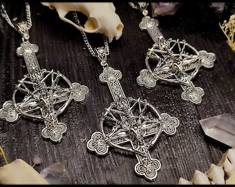 Sigil of Baphomet Kreuz Ketten Anhänger // Hexe, Hexenkette, Hexenschmuck, Gothickette, Gothicschmuck, Satan, Lucifer, Dämon, Okkultismus