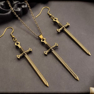 Occult sword jewelry set // necklace, earrings, occult jewelry, witch necklace, witch jewelry, gothic necklace, gothic jewelry, occultism