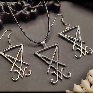 Sigil of Lucifer Schmuckset // Ohrringe, Halskette, Hexenkette, Hexenschmuck, Gothickette, Gothicschmuck, Satan, Luzifer, Okkultismus