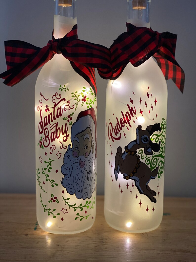 Christmas Frosted Wine Bottles // Christmas Bottle // Wine Etsy