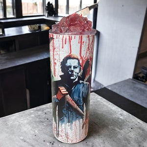 Horror Character 20 Oz Skinny Tumbler, Halloween Movie Tumbler, Horror Movie Tumbler Designs, Cartoon Character Tumbler