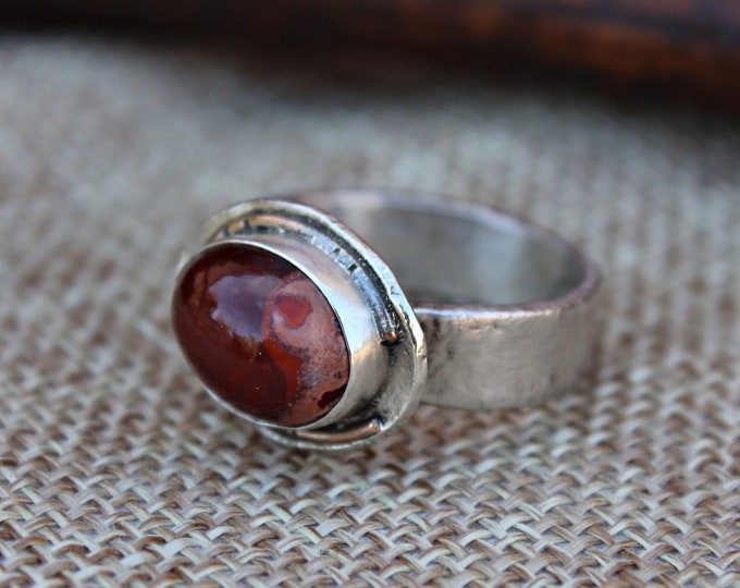 Agni | Fire Ring | Mexican Opal Ring | Sterling Silver Ring ...
